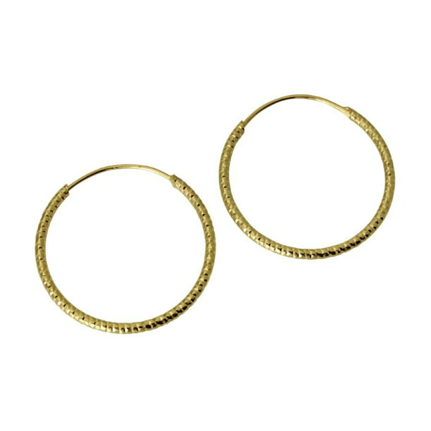 14k REAL Yellow Gold 1mm Thickness Endless Hoop Earrings 8 Different Size Available 